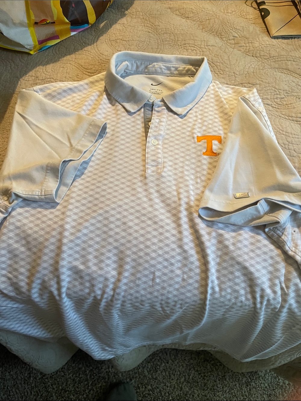 Nike Men’s White Polo with Orange 'T' Chest Logo